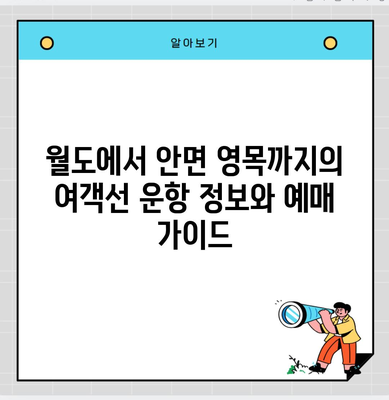 월도에서 안면 영목까지의 여객선 운항 정보와 예매 가이드