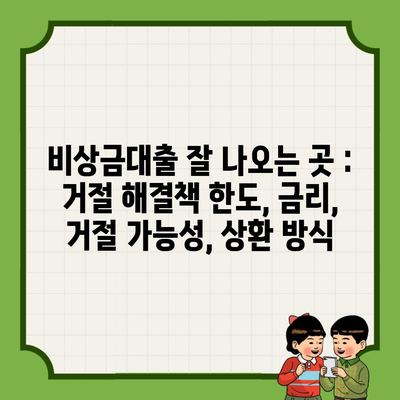 비상금대출 잘 나오는 곳 : 거절 해결책 한도, 금리, 거절 가능성, 상환 방식