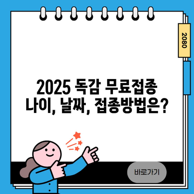 2025 독감 무료접종 나이, 날짜, 접종방법은?