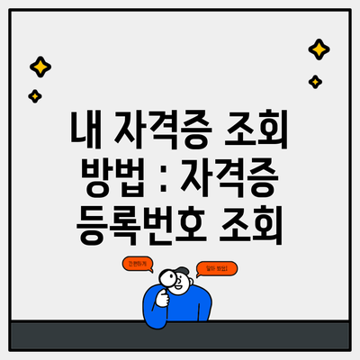 내 자격증 조회 방법 : 자격증 등록번호 조회