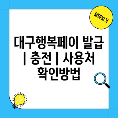 대구행복페이 발급 | 충전 | 사용처 확인방법