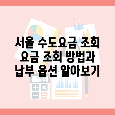 서울 수도요금 조회 요금 조회 방법과 납부 옵션 알아보기