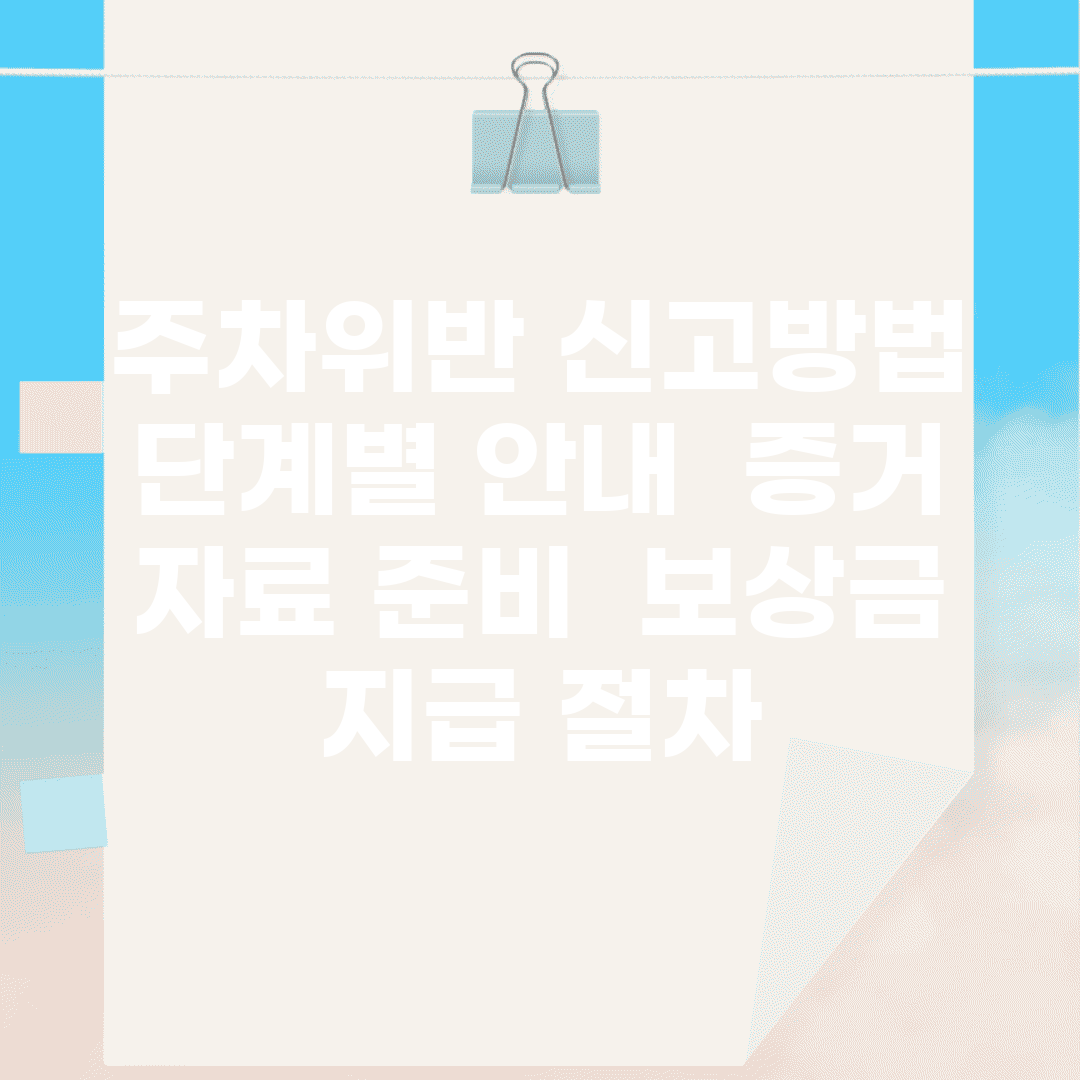 주차위반 신고방법 단계별 안내 | 증거 자료 준비 | 보상금 지급 절차