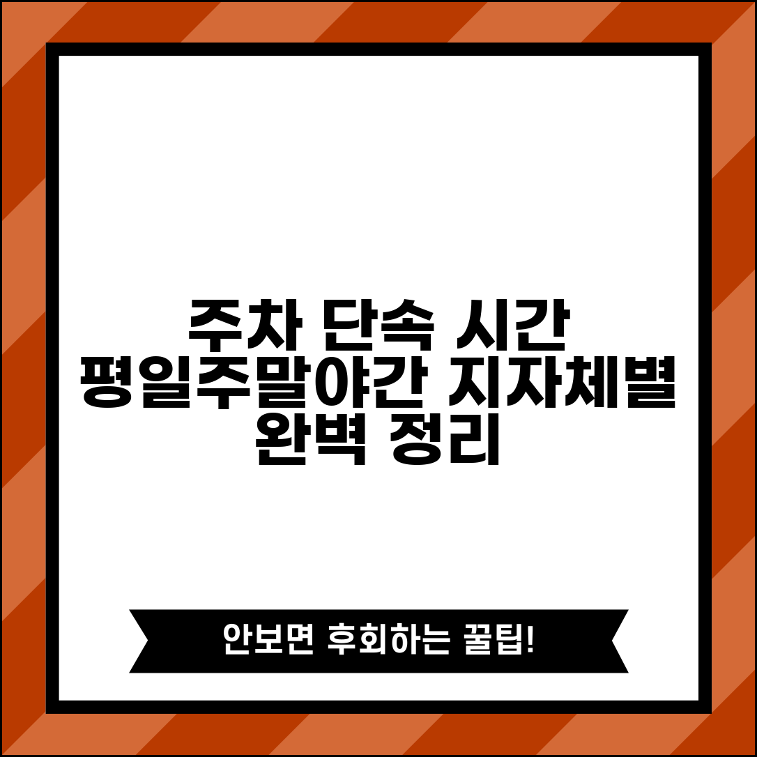 주차단속 시간 지자체별 운영 | 평일 주말 주차단속 시간대와 야간 단속 여부 완벽 정리