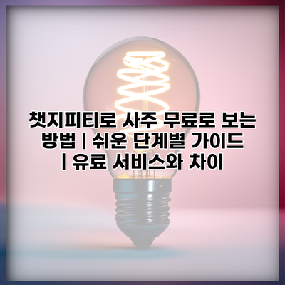 챗지피티로 사주 무료로 보는 방법 | 쉬운 단계별 가이드 | 유료 서비스와 차이