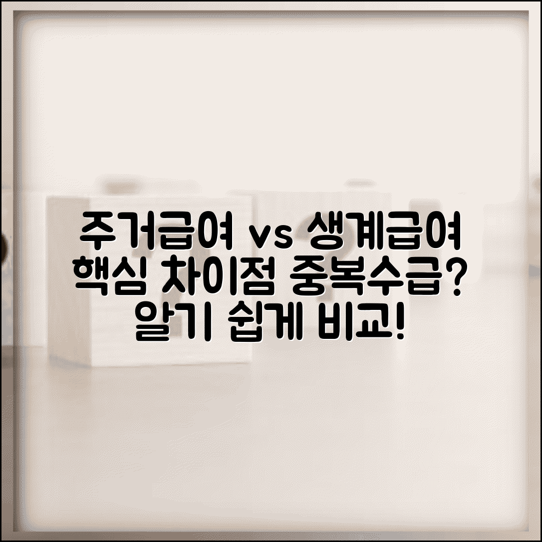 주거급여 vs 생계급여 | 급여별 차이점 | 중복 수급 가능성