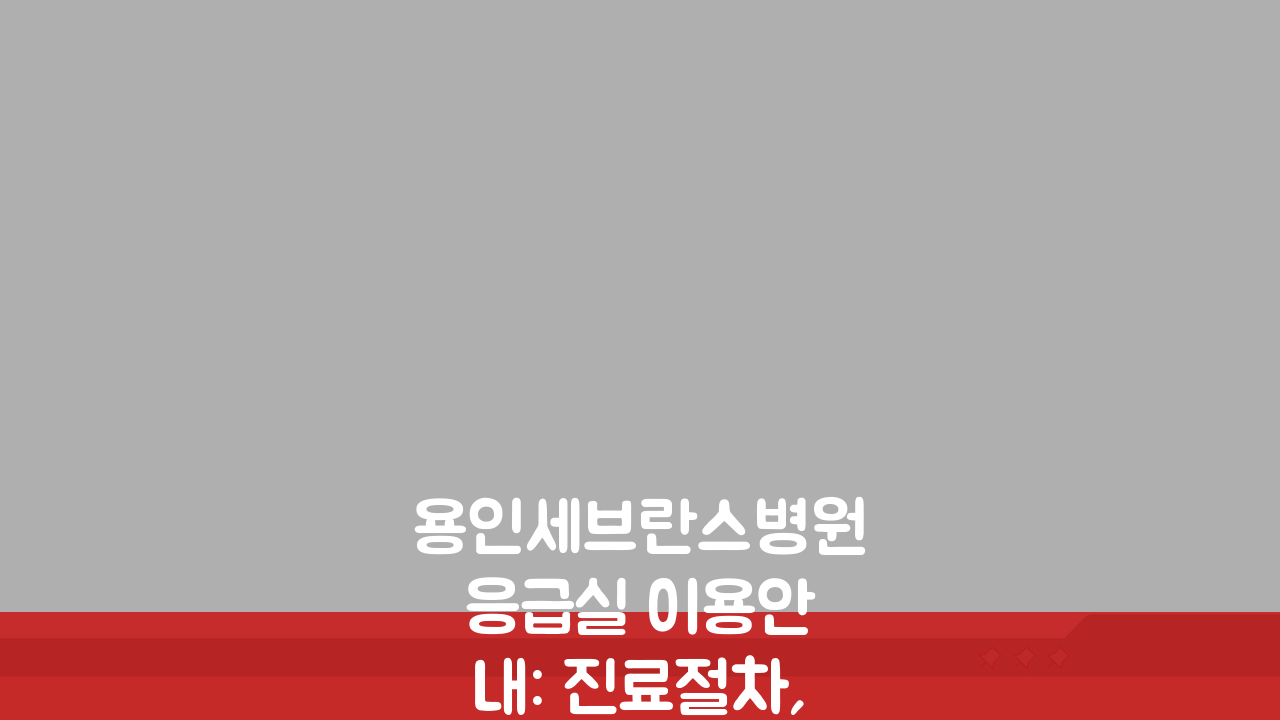 용인세브란스병원 응급실 이용안내: 진료절차, 준비물, 위치도 총정리