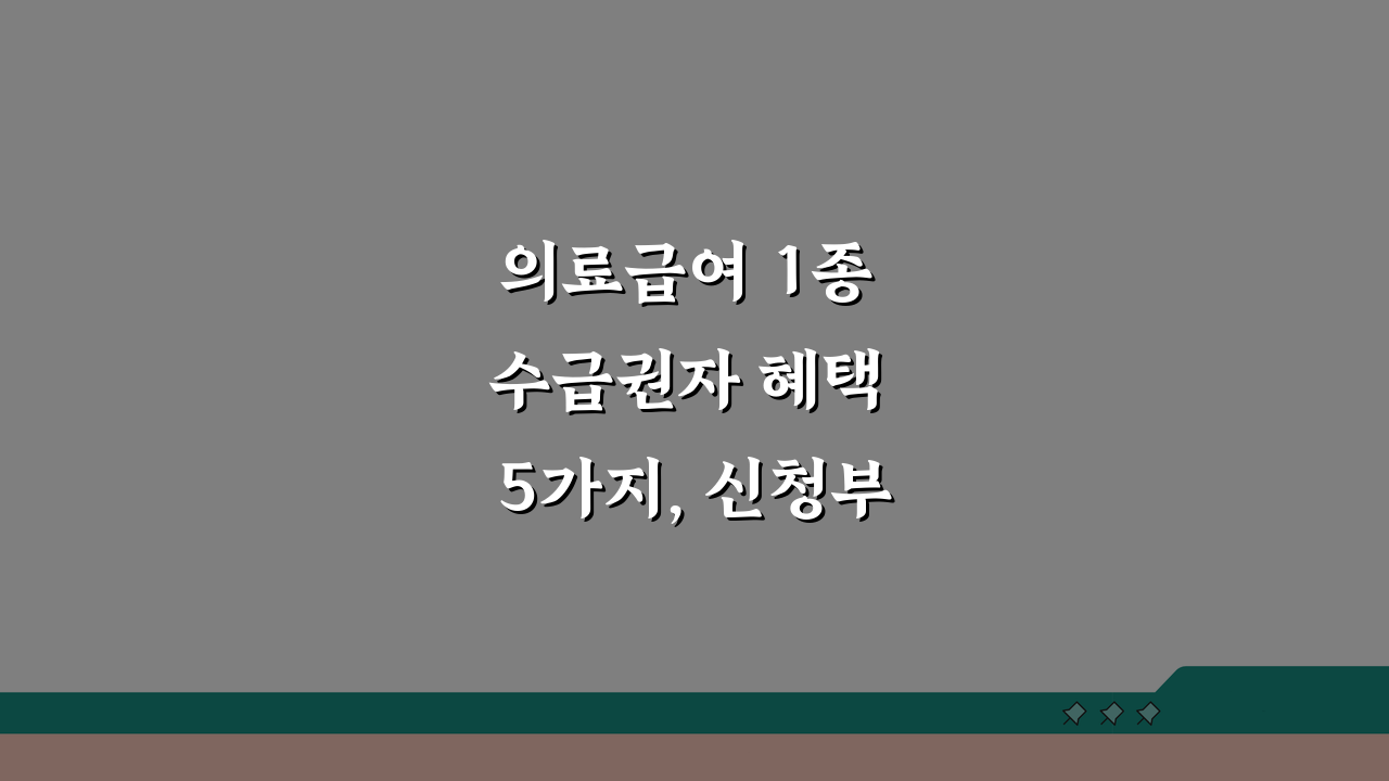 의료급여 1종 수급권자 혜택 5가지, 신청부터 이용까지 총정리