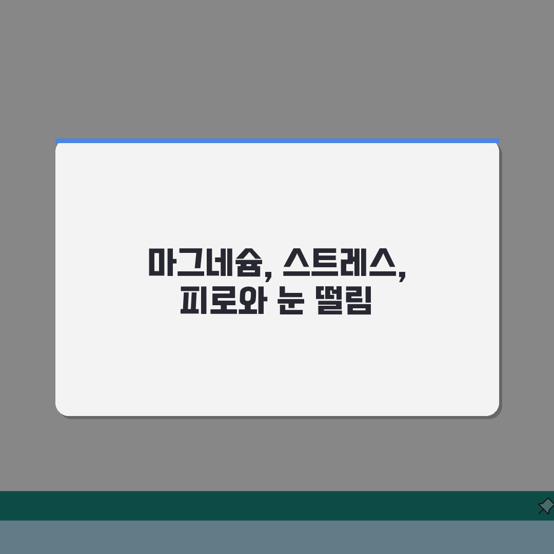 눈 떨림 원인 마그네슘 부족 | 눈밑 눈꺼풀 떨림 원인 스트레스 피로 완벽가이드: 5가지