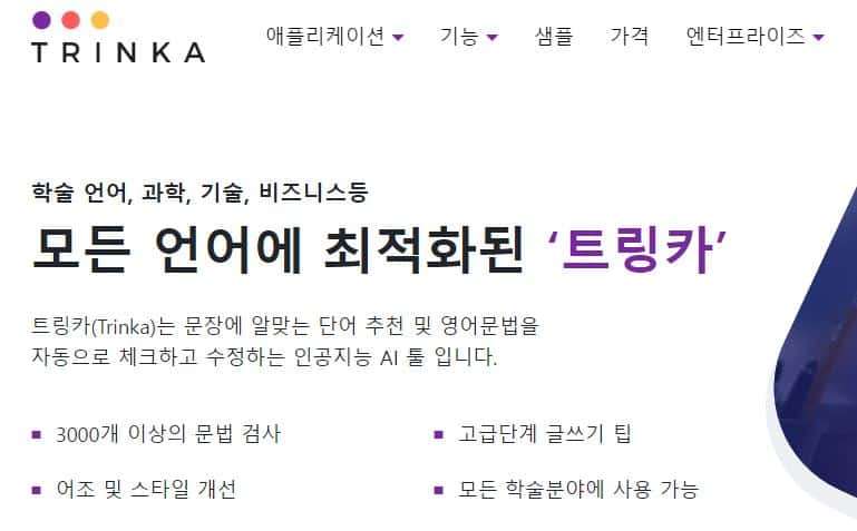 트링카 문법 검사 화면
